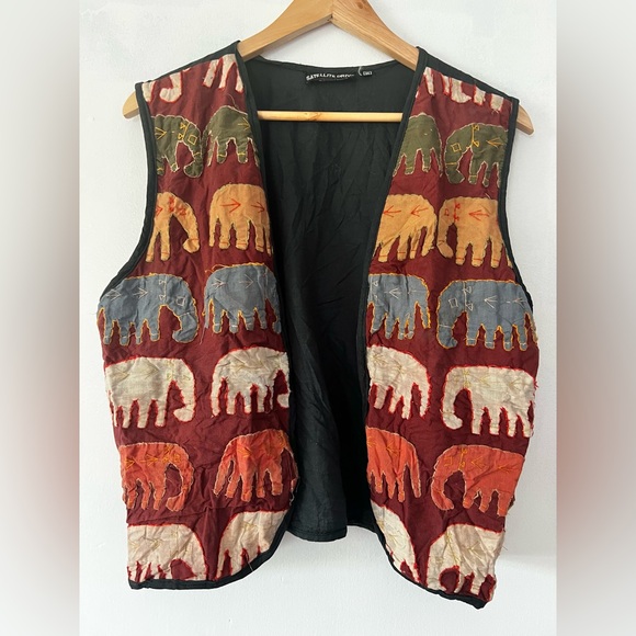 Tops - Boho Appliqué Elephant Patterned Vest